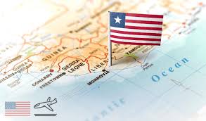 Flag pin on map of Liberia