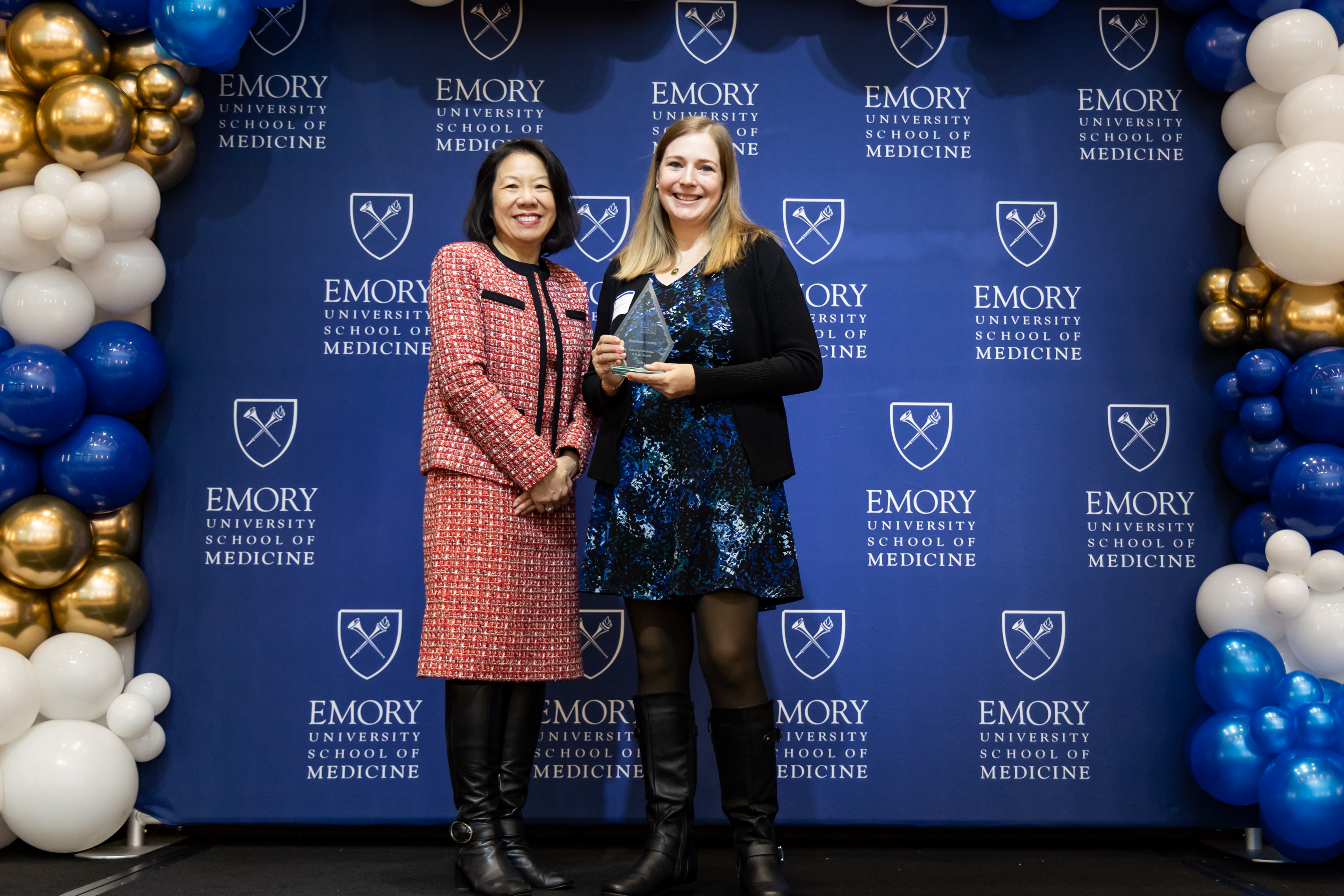 Stephanie Carroll accepting her award with Dean Wong.