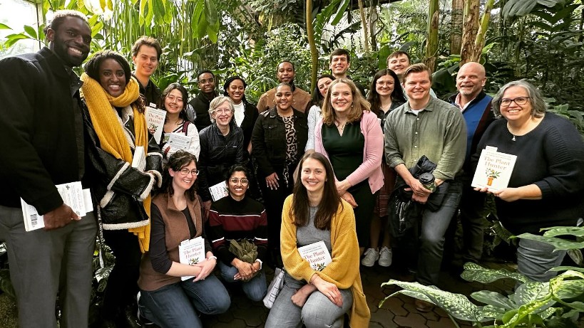 group of Amos Scholars, Emory faculty, and staff at Atlanta Botanical Garden