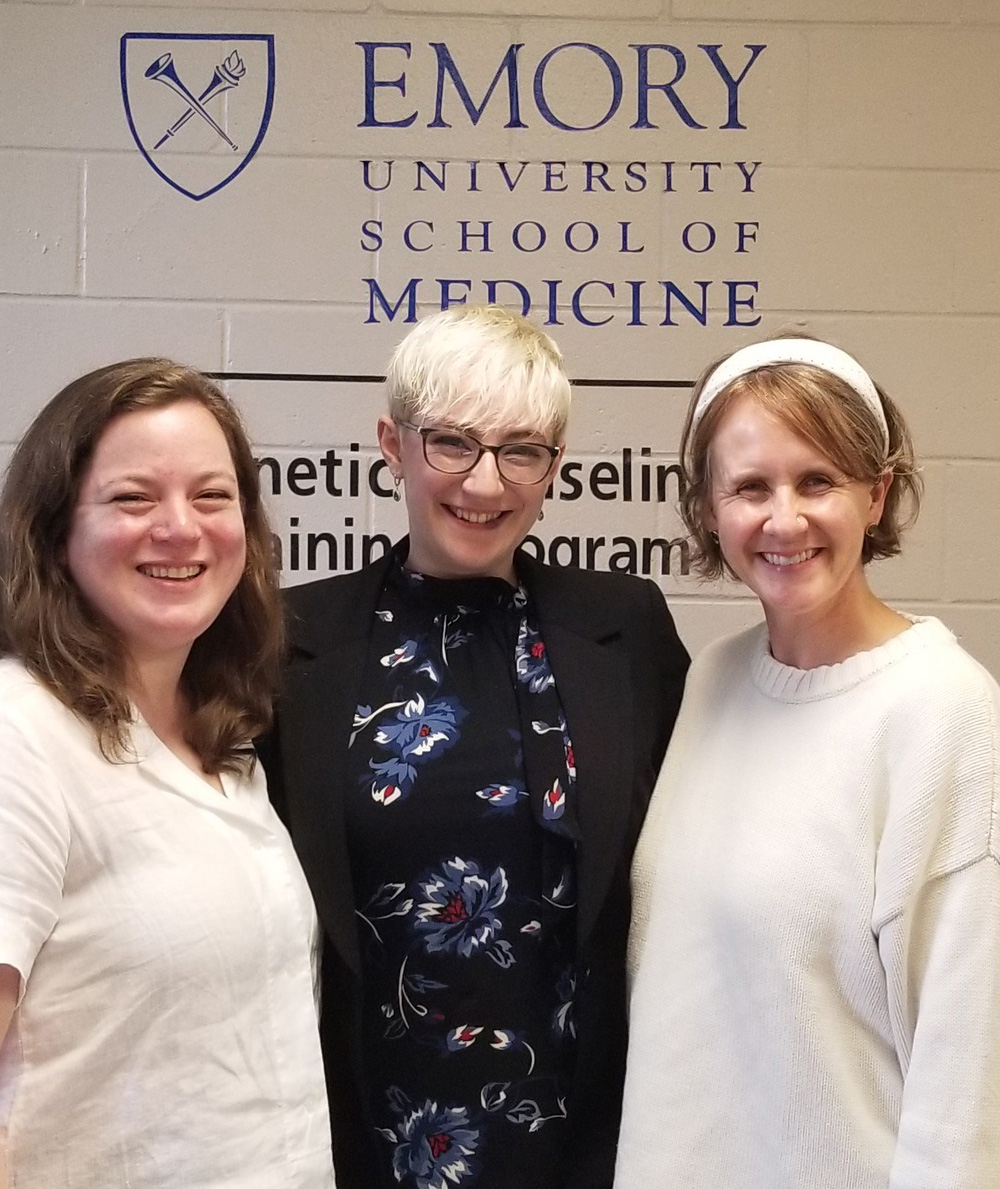 Erin Kristenberg with her co-mentors, alumna Allison Foley, MMSc, CGC (Class of 2015) and Angela Wittenauer, MSN.
