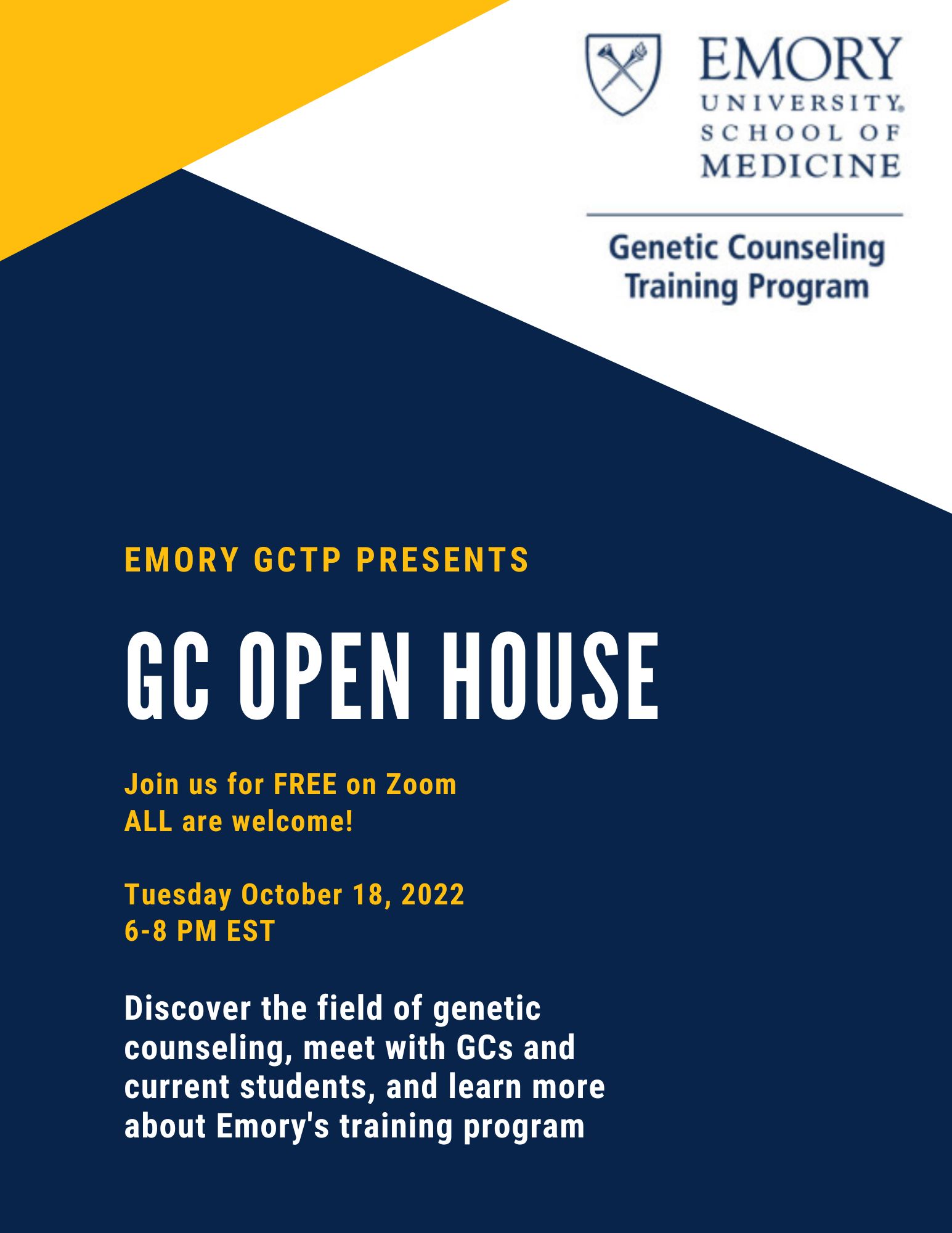 Emory Genetic Counseling Training Program Open House