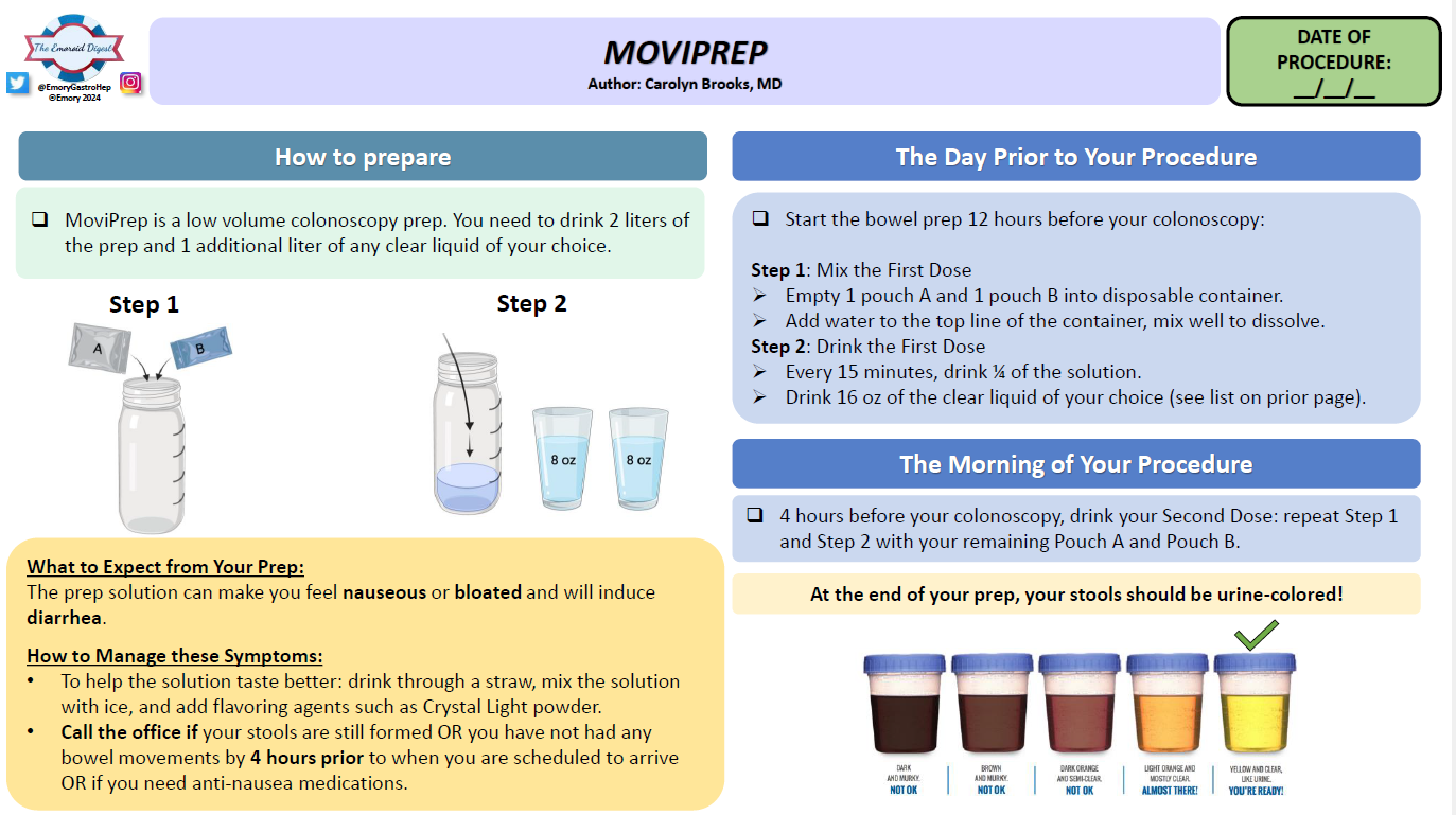 Colonoscopy Basics, Diet, and MOVIPREP instructions, Authored by Carolyn Brooks, MD