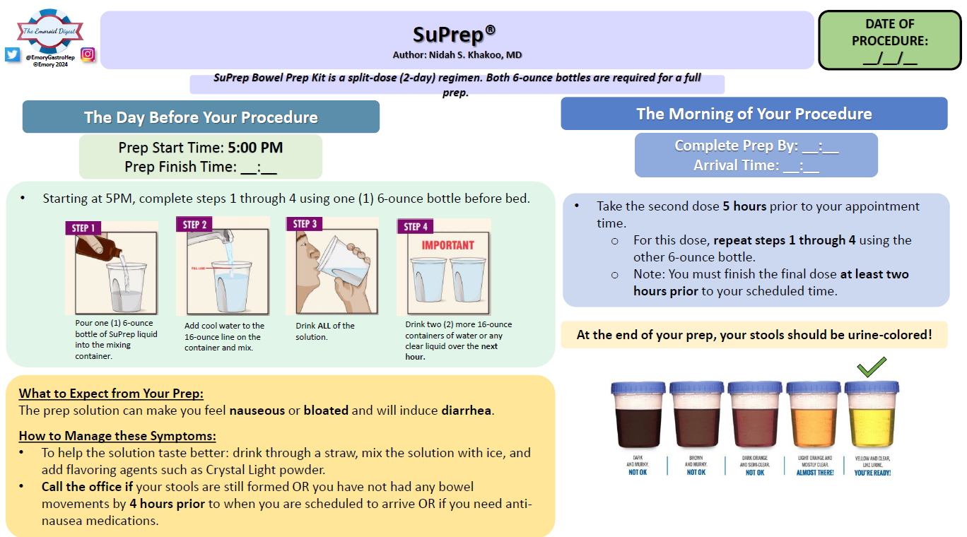 Colonoscopy Basics, Diet, and SuPrep® instructions, Authored by Nidah S. Khakoo, MD