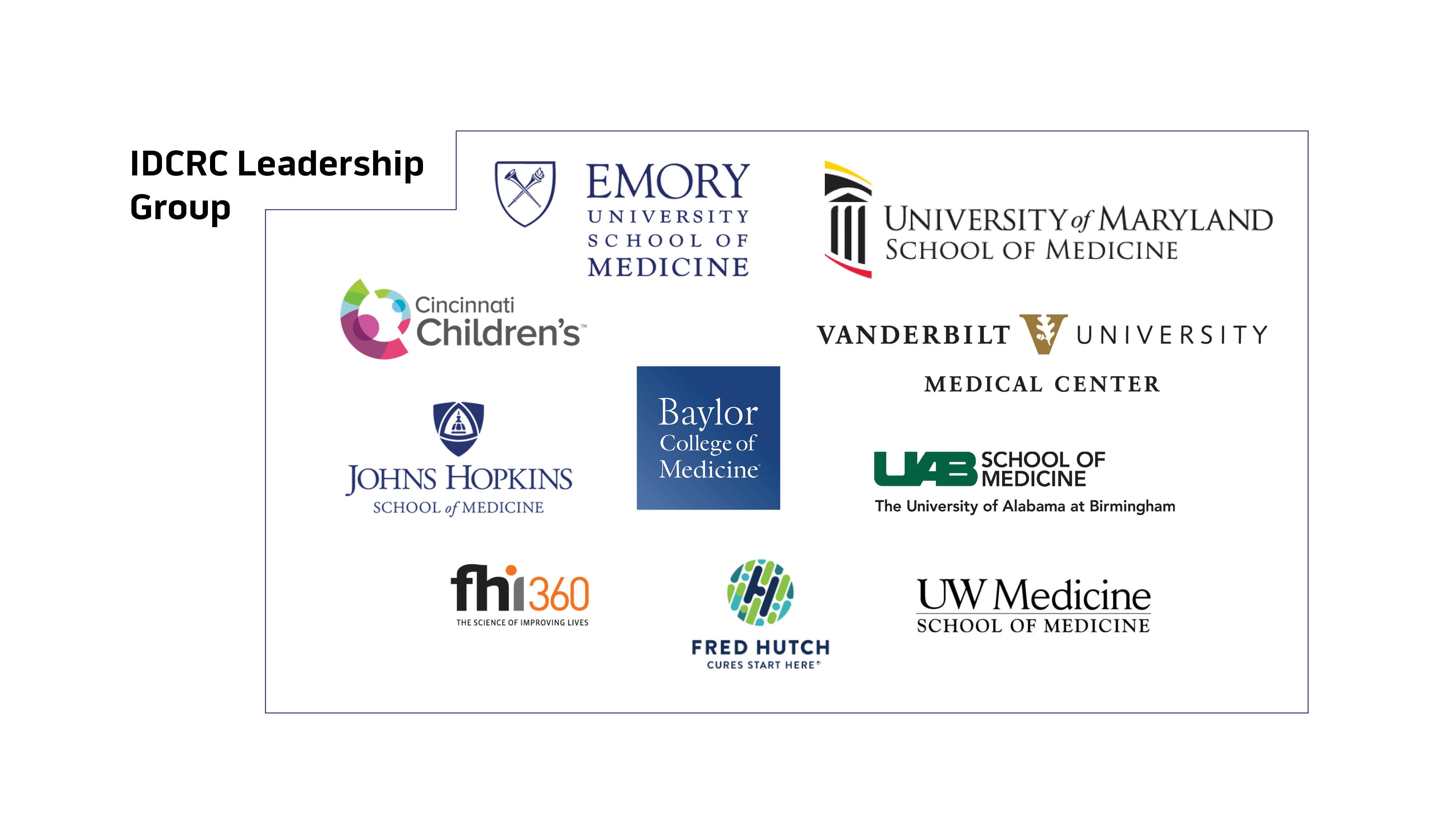 Logos and headshots of the leadership group