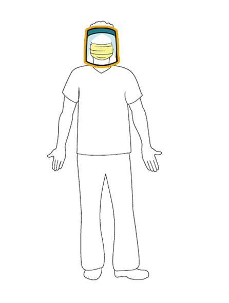 Figure wearing Face shield or goggles and Procedure mask