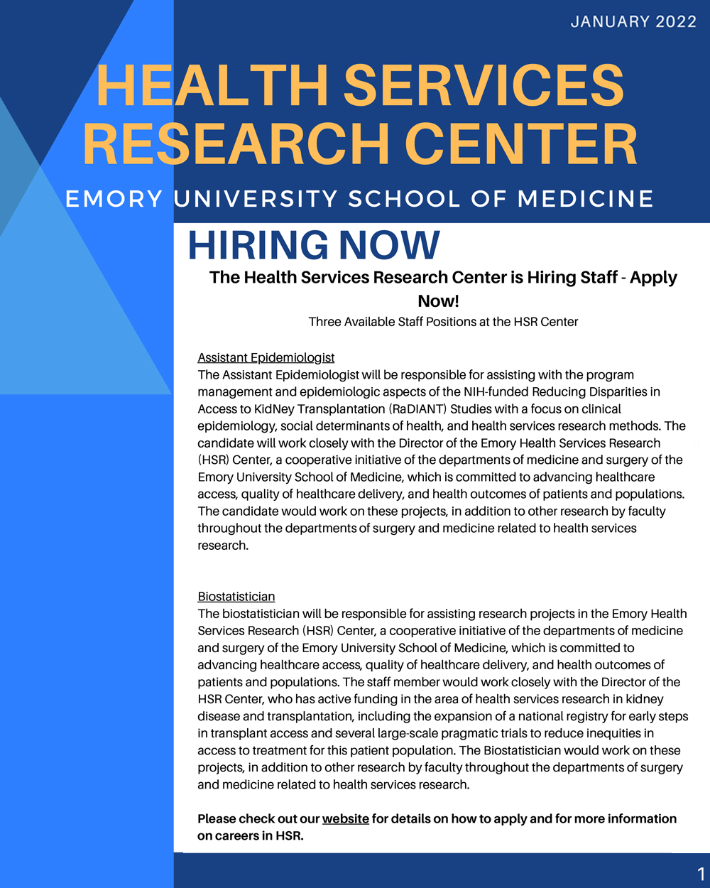 January 2022 Health Services Research Center Newsletter 