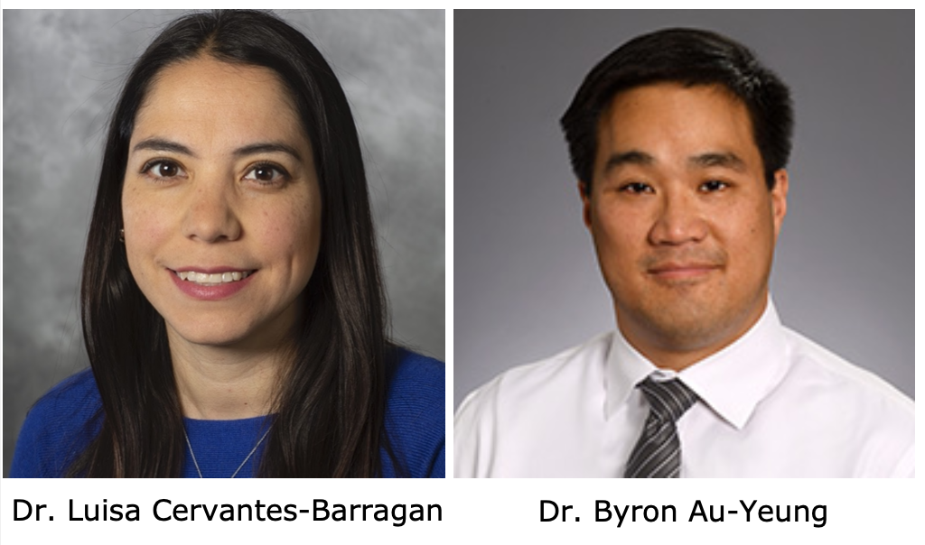 Headshot images of Luisa Cervantes-Barragan and Byron Au-Yeung