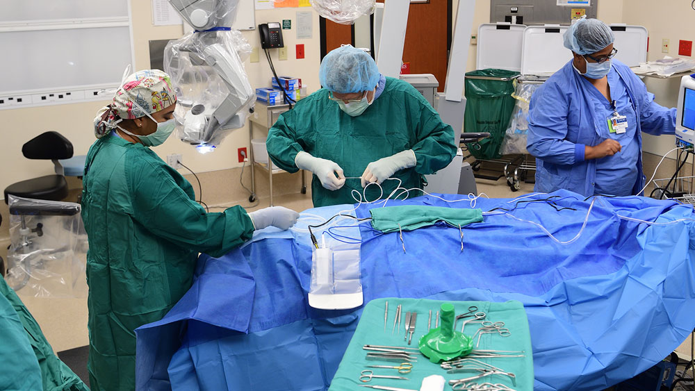 Surgical team preparing the operating room.