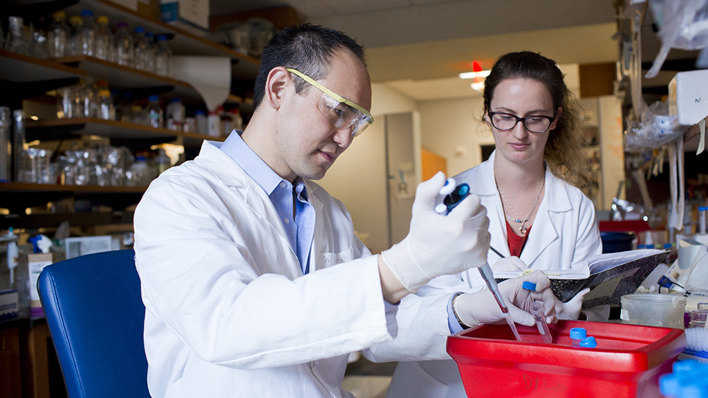 Dr. Yu and lab researcher Amanda Bastien.