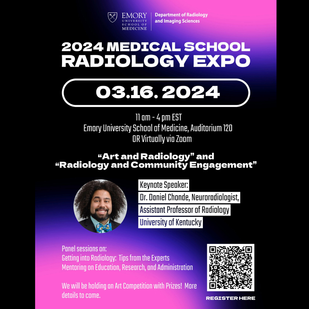 flyer advertising the radiology med student expo on March 16