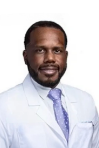 smiling person in white doctor coat