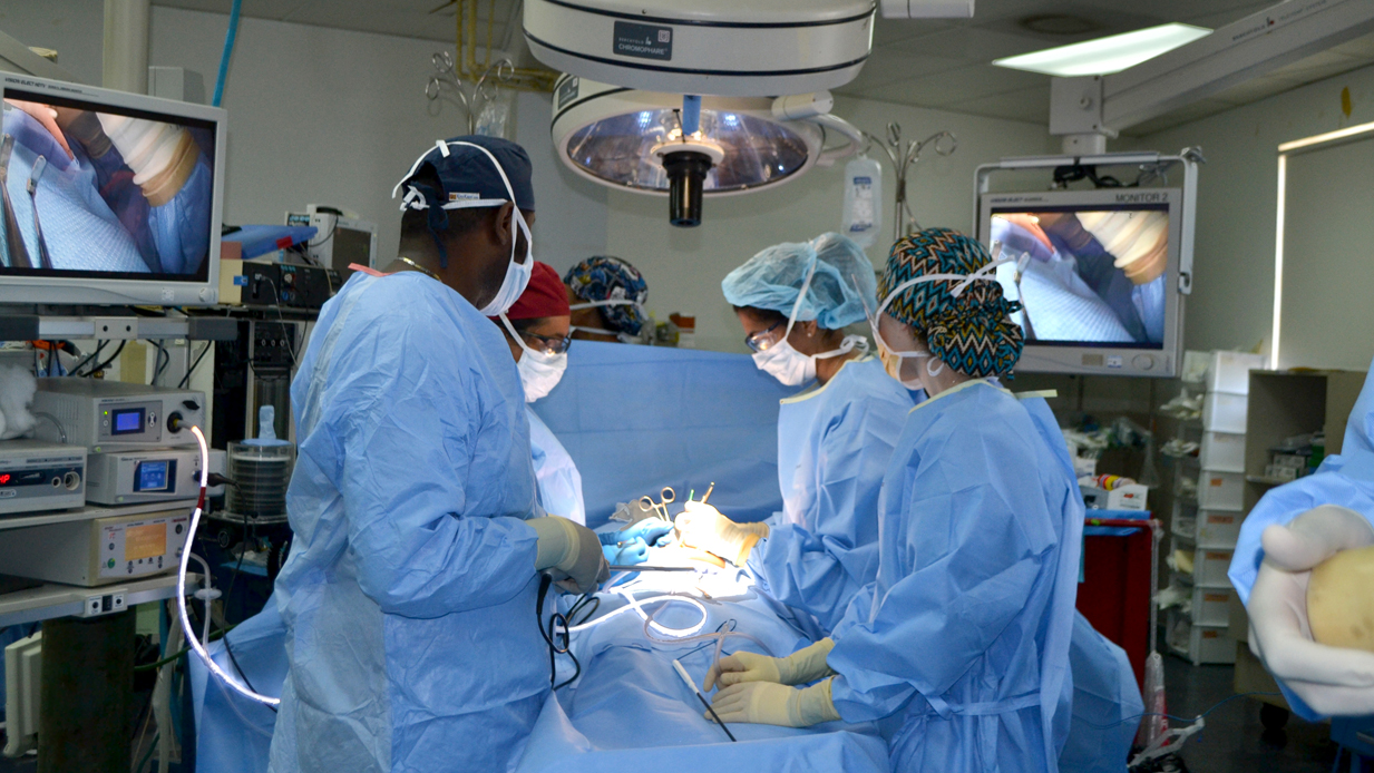 surgical team performing a procedure at an Ethiopian hospital.
