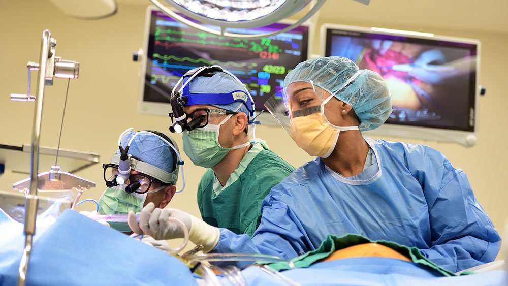 Surgical team performing a procedure.