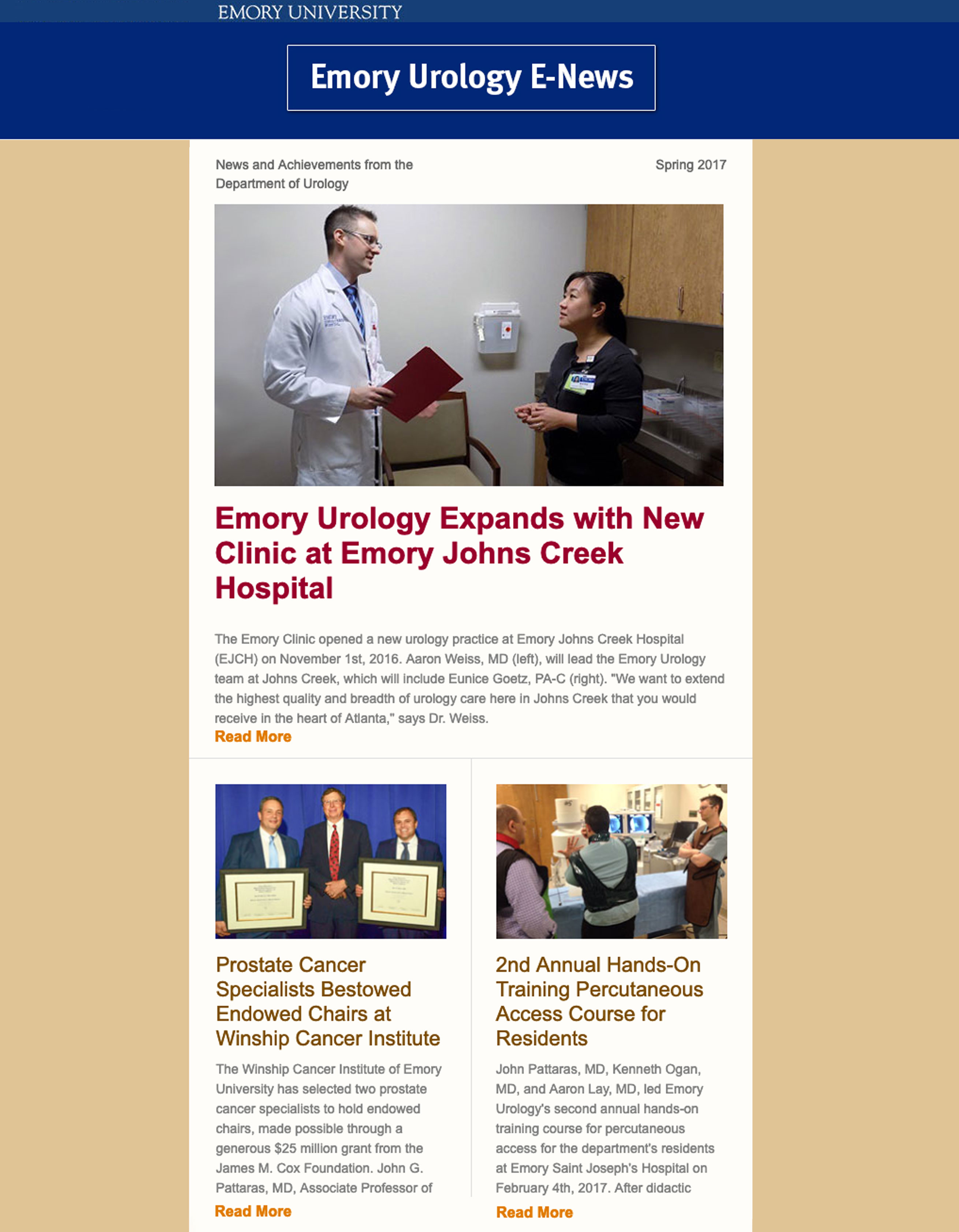 Emory Urology Spring 2017 eNews