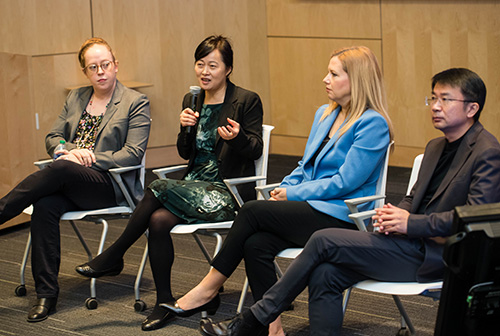Dr. Yu during a panel with colleagues at the Winship Scientific Symposium.