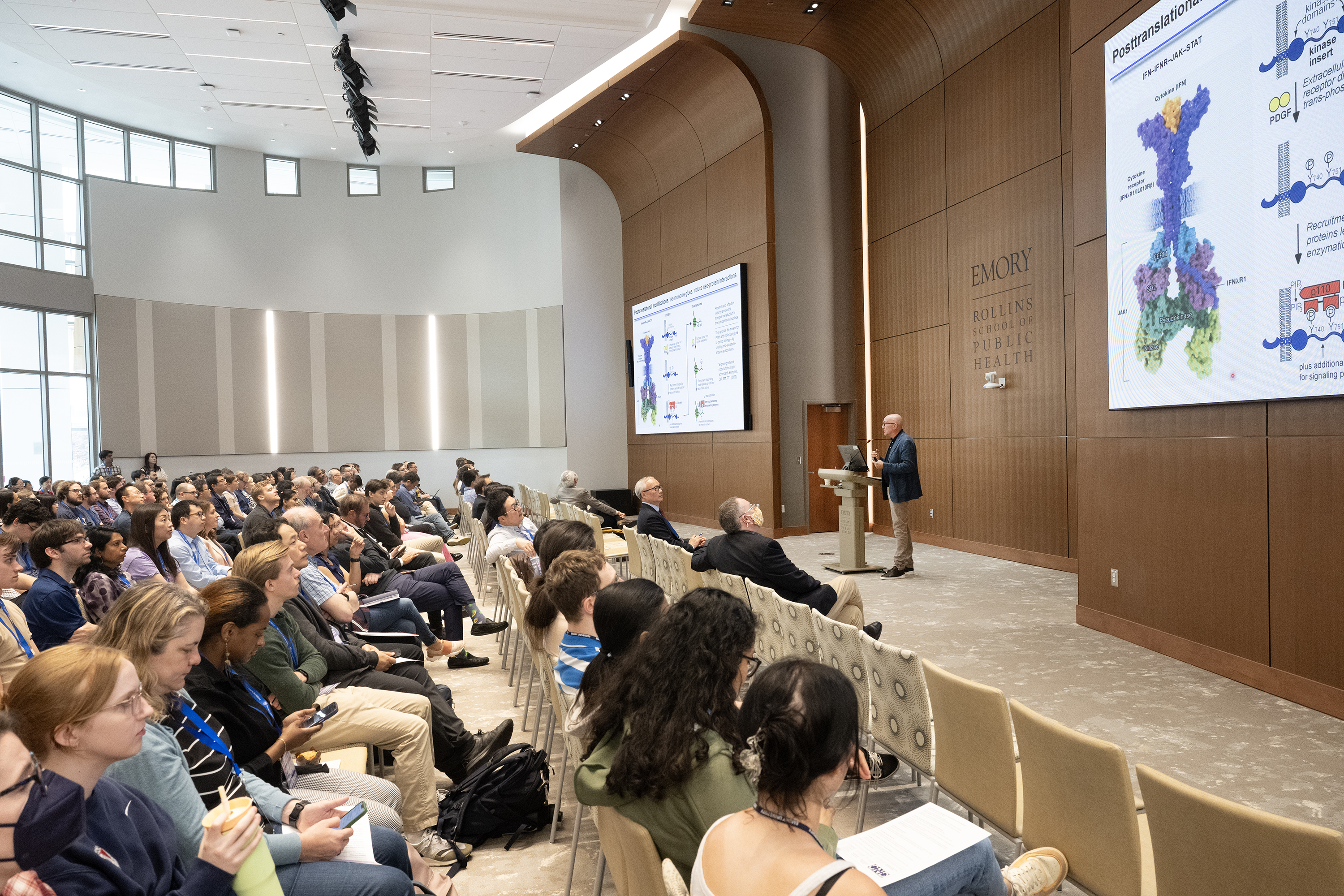 Wideshot of attendees at 2024 Emory 3D Symposium, held in the Margaret H. Rollins Room at Emory University on Friday, April 26th, 2024. Photo by Jack Kearse.