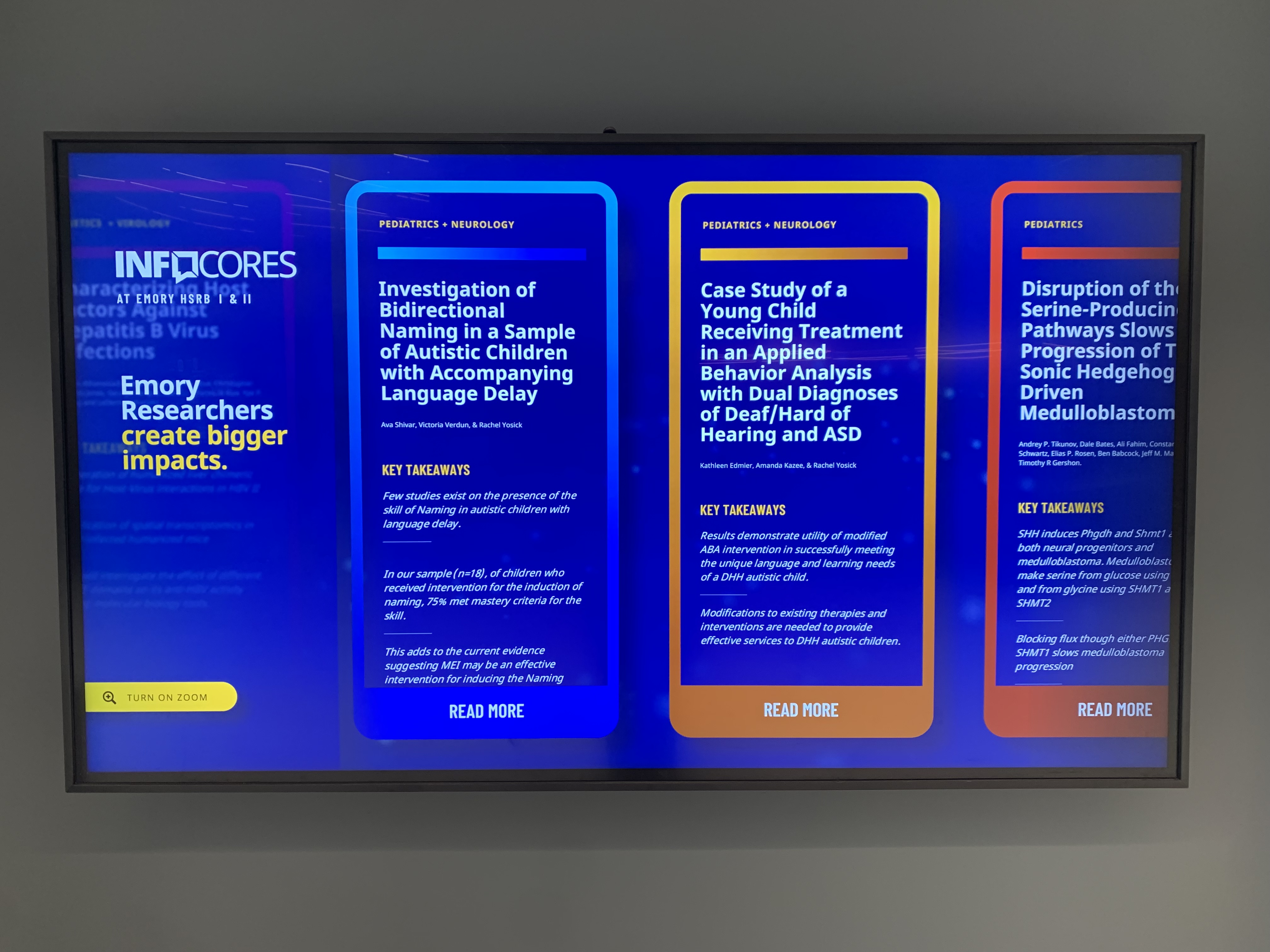 Info Cores allow for a more interactive experience than traditional research posters.  