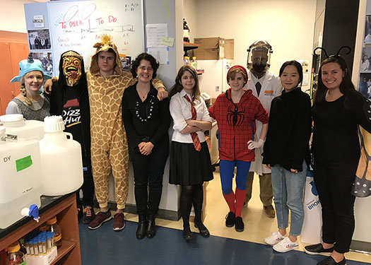Yu Lab team celebrating halloween in 2017.