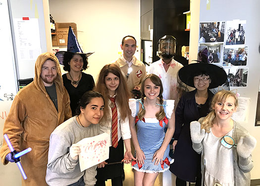 Yu Lab team celebrating halloween in 2018.