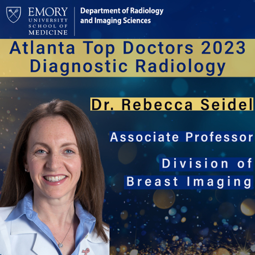 graphic saying Atlanta Top Doctors 2023 Dr. Rebecca Seidel with photo of smiling woman