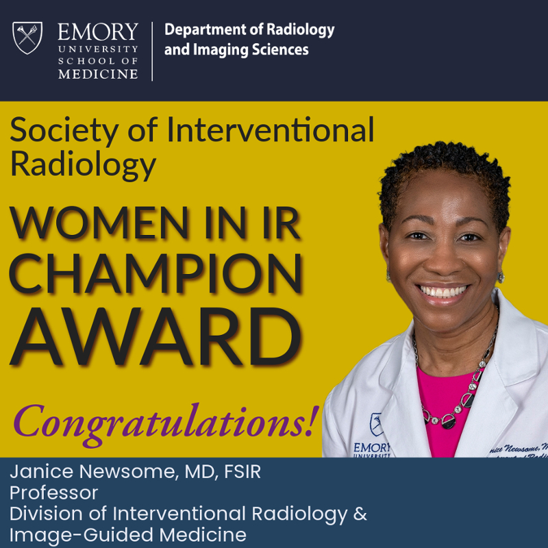 graphic showing a woman and the words Society of Interventional Radiology Women in IR Champion Award 2024