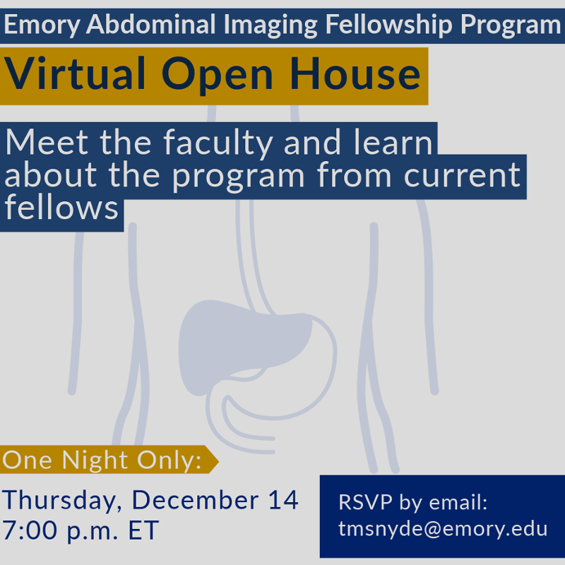 graphic saying open house for program December 14th at 7 pm online. rsvp by emailing tmsnyde@emory.edu for link