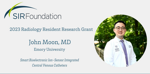 round headshot of person with the words SIR Foundation 2023 Radiology Resident Research Grant 
