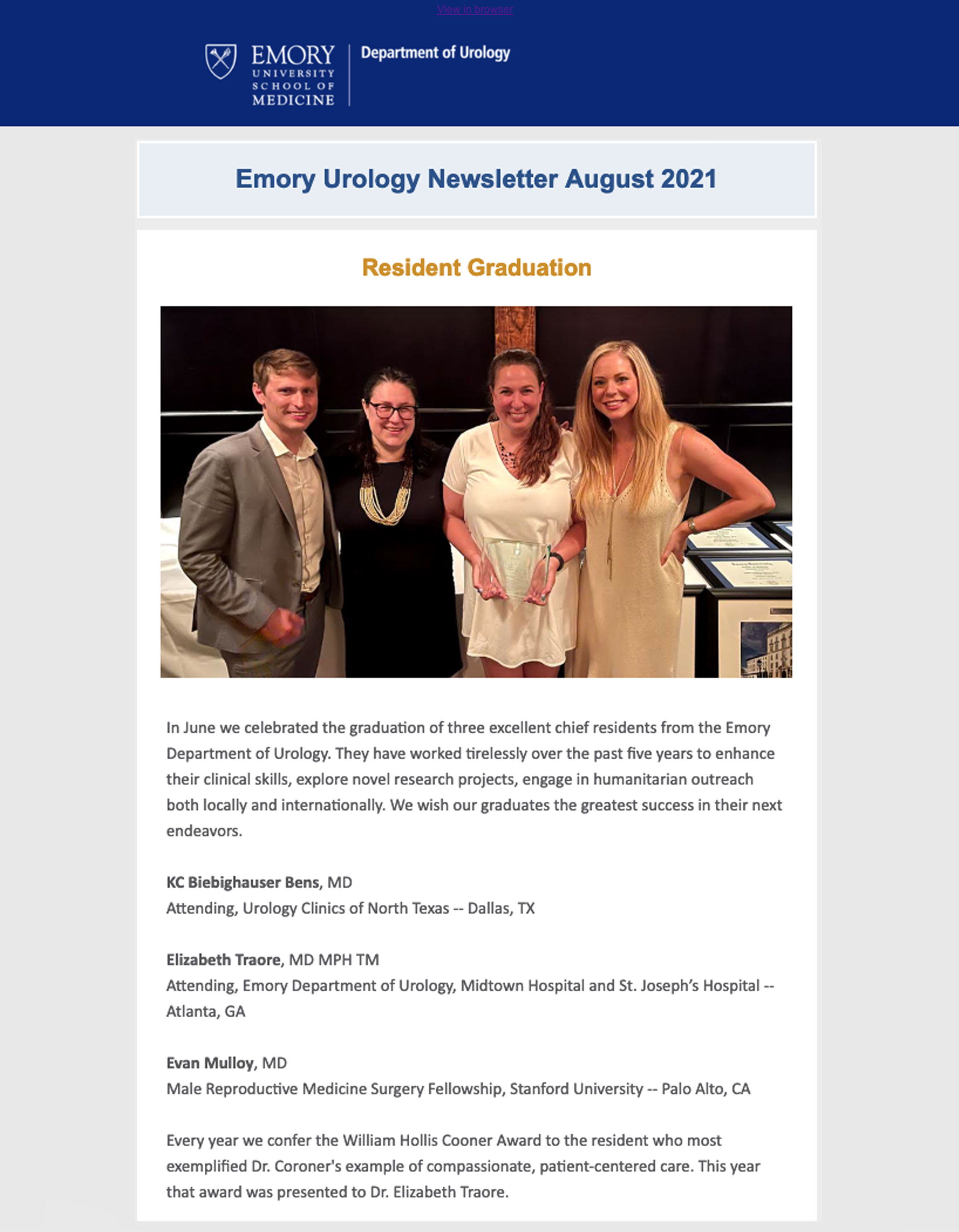 Emory Urology August 2021 e-newsletter